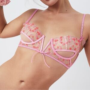 For Love and Lemons Love Bouquet Embroidery Bra